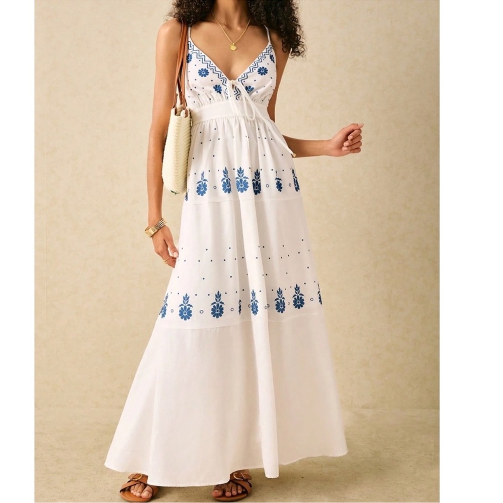 Boho Floral Print Adjustable Cami Criss Cross Straps Maxi Dress XS S M L